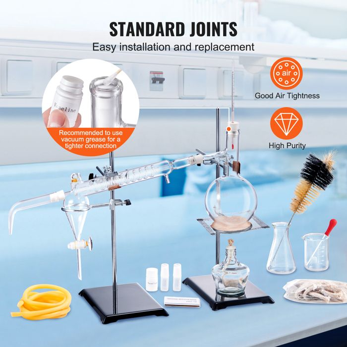 Kit Distillation à Vapeur Verre 500ml - Appareil Huiles Essentielles Laboratoire