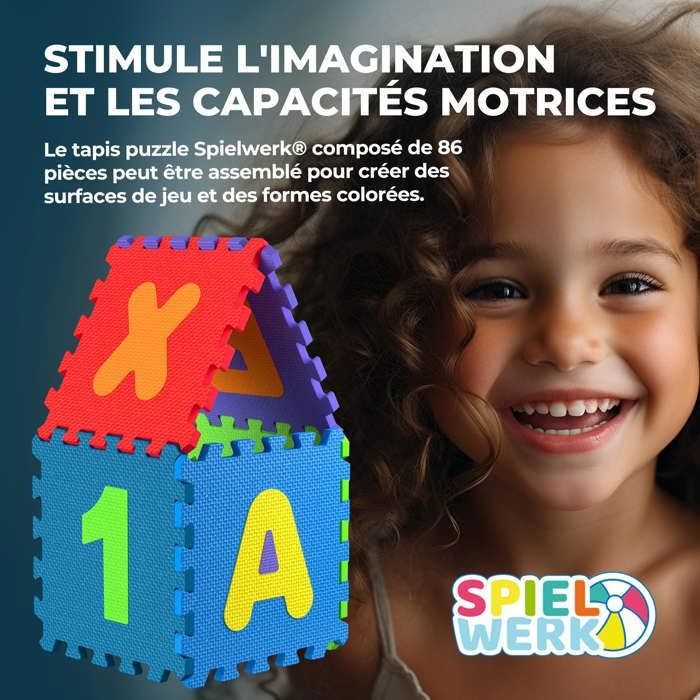 Tapis De Jeu Puzzle RICOKIDS - 36 Pièces Mousse EVA - Protection Sol - Apprentissage Alphabet - Gris