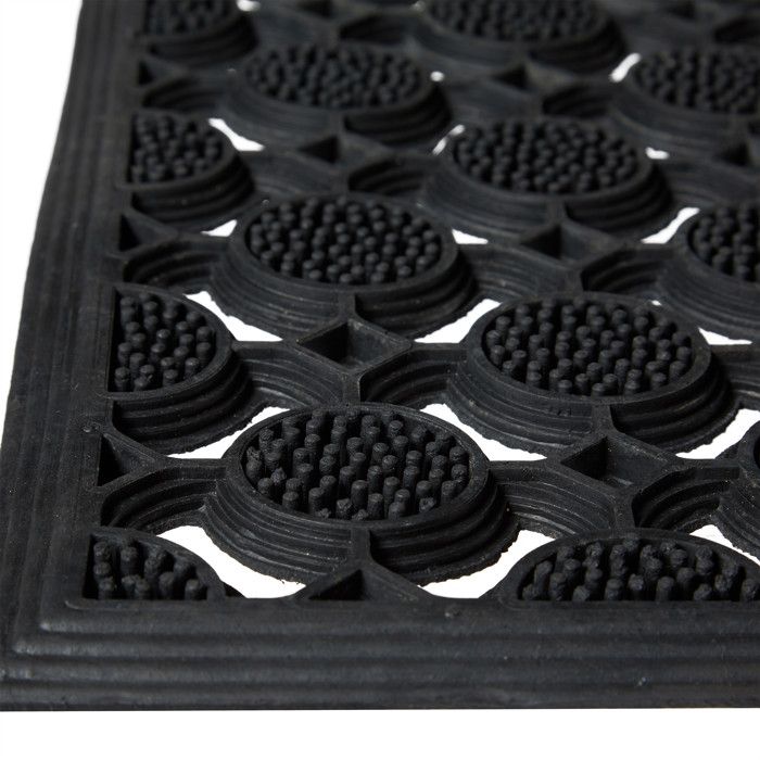 Relaxdays Paillasson Caoutchouc, 45x75 cm, antidérapant, résistant, caillebotis extérieur, Tapis entrée, Ornements, Noir