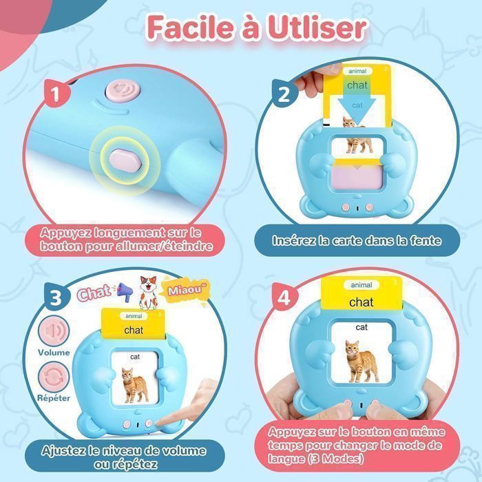 Cartes Flash Électroniques - Italien - 112 Cartes - 224 Mots - Jouet Éducatif - Fille 2-6 Ans - Jeux - Jouets
