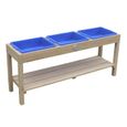 Table à sable et eau en bois AXI | Activité pour bébé | 3 récipients et étagère | 124 x 50 cm-0