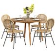 Ensemble table VERONE en bois d'acacia FSC et 4 chaises de jardin - BEAU RIVAGE - GELA - Rond - Naturel-0