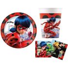 MGS33 Kit Anniversaire - Coccinelle - 8 Enfants - 8 Assiettes - 8 Gobelets - 20 Serviettes + 1 boue offferte