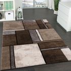 Tapis Moderne - PACO HOME - Design à Carreaux Contour Trendy Tape l'Oeil - Marron - 80x300 cm - Synthétique