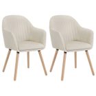 WOLTU 2 X Chaise de salle à manger pour cuisine-salon-café, Siège en velours, Pieds en bois massif, Crème