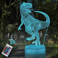 Lampe illusion 3D,Veilleuses 3D Dinosaure pour Enfants,USB LED Jouets pour Décor de Chambre avec 7 Changements de Couleur