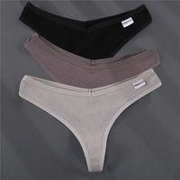 Culotte string en coton pour femmes, ensemble de 3 pièces, sous-vêtements Sexy, culotte tanga de couleur unie, Lingerie Design M-XL