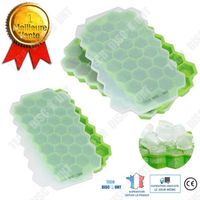 TD® Bac à glaçons en nid d'abeille silicone avec couvercle sans BPA moule cocktail vert 37 compartiments cubes de glace congélateur