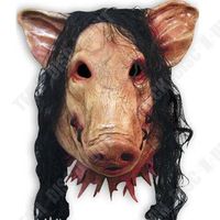 TD® Masque Cochon d'Halloween  Latex - Festival Événements Fantaisie  Visage Cochon et Cheveux Sans Yeux Film "La PURGE"