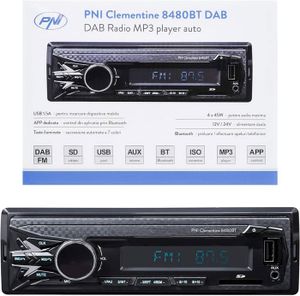 AUTORADIO Simple Dab Autoradio MP3 Lecteur de Voiture  Clementine 8480BT 4x45w, 12 / 24V, 1 DIN, avec SD, USB, AUX, RCA, Bluetooth et USB