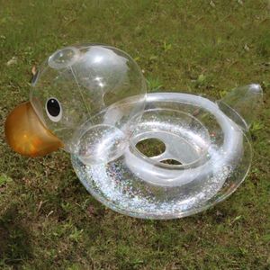 BOUÉE - BRASSARD Paillettes - Anneau de natation transparent en forme de canard, gonflable, en PVC, pour enfant, jeu'eau'été