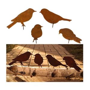 OBJET DÉCORATION MURALE Oiseaux Rouillés avec Vis Oiseaux Jardin Silhouett