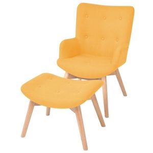 FAUTEUIL JARDIN  Fauteuil capitonné avec repose-pied - MAG - Jaune Tissu - Dimensions 57x68x88cm - Confortable et durable