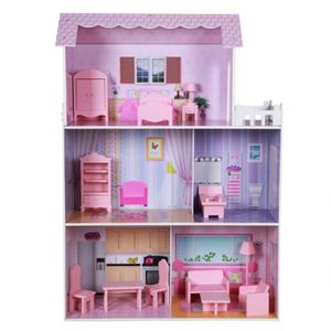 MAISON POUPÉE Maison de poupée en bois - WOOMAX - 3 étages - 13 
