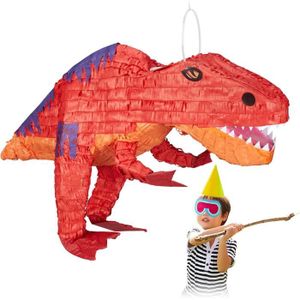 Piñata Pinata à suspene Dinosaure T-Rex, Pour enfants, à remplir anniire jeux décoration papier, rouge, 1002807893