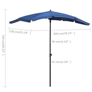 PARASOL Parasol de jardin avec mât 200x130 cm Bleu azuré XID