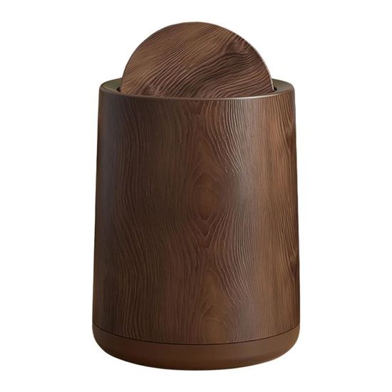 Poubelle Avec Couvercle Presse - Design Imitation Bois - 2L à 10L - Pour Salle De Bain, Cuisine Ou Bureau - 10