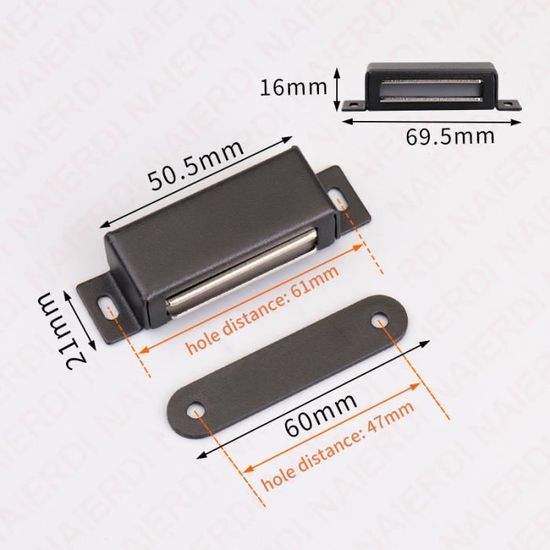 5 Attaches De Câble Magnétiques En Acier Inoxydable - 26x23x6,3 Mm, Force 6,1 Kg, Pour Rangement Câbles/tubes - 12