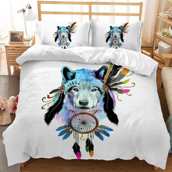 Parure De Lit 3 Pièces Microfibre - Imprimé 3D Panda & Forêt De Bambou - Housse De Couette + Taies - Double 200x200 Cm