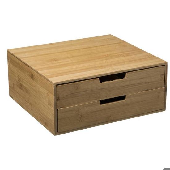 Distributeur De Capsules En Bambou 2 Tiroirs - Organisateur Pour Café, Dosettes, Sucre, Gain De Place Et Design élégant