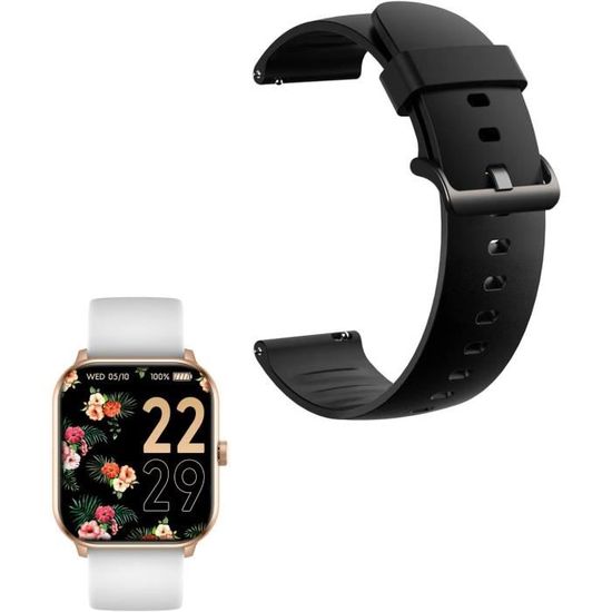 MBROS Compatibile per OUKITEL Smartwatch BT101, Metal Acier Classique Bracelet De Remplacement Compatibile per OUKITEL Smartwatch Orologio Uomo 2.02 BT101 (Nero