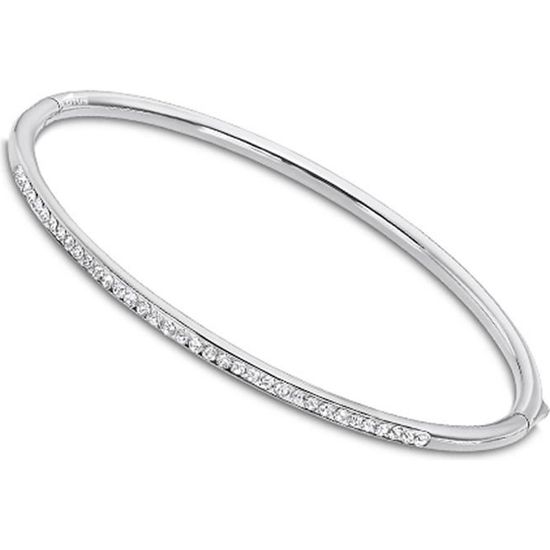 Lot De 2 Bracelets Jonc Femme En Acier Inoxydable Et Titane - Zircon Blanc - Neuf Sans Boîte