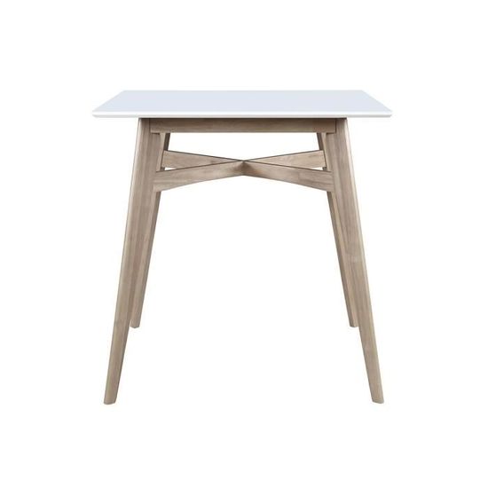 Miliboo - Table de bar carrée bois et blanc LEENA