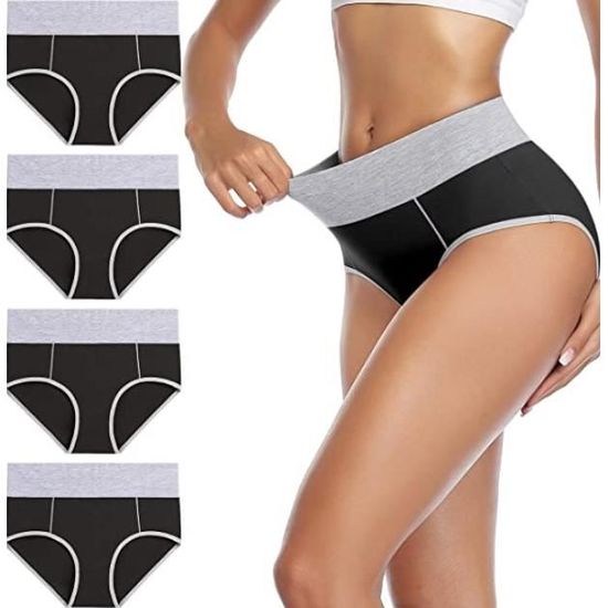 Culotte Femme Coton Culottes Taille Haute sous-vêtements Slip Grande