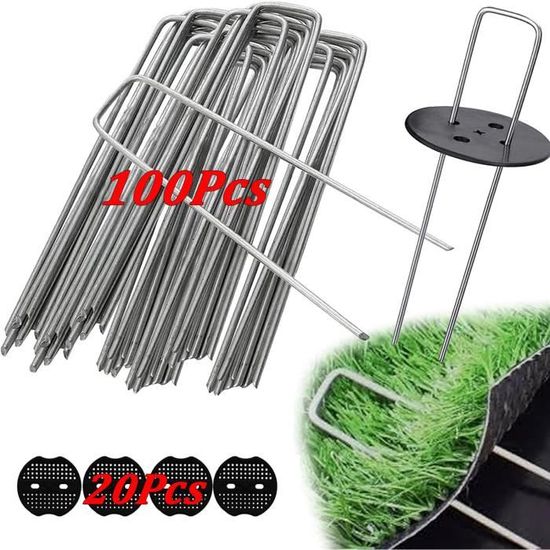 Lot 50 Piquets De Jardin Acier Galvanisé + Rondelles – Fixation Solide Pour Bâches, Toiles, Paillage Anti-Rouille