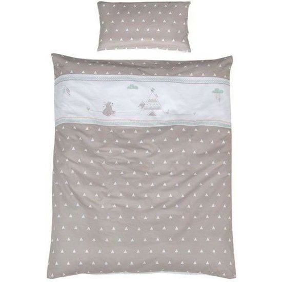 Parure De Lit Bébé 2 Pièces - Housse Couette 80x80 Cm + Taie Oreiller 40x35 Cm - Coton, Imprimé Champignons Chouette
