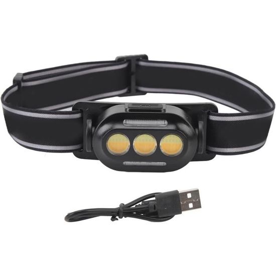 Lampe Frontale LED COB Rechargeable USB - Super Lumineuse, Légère 70g
