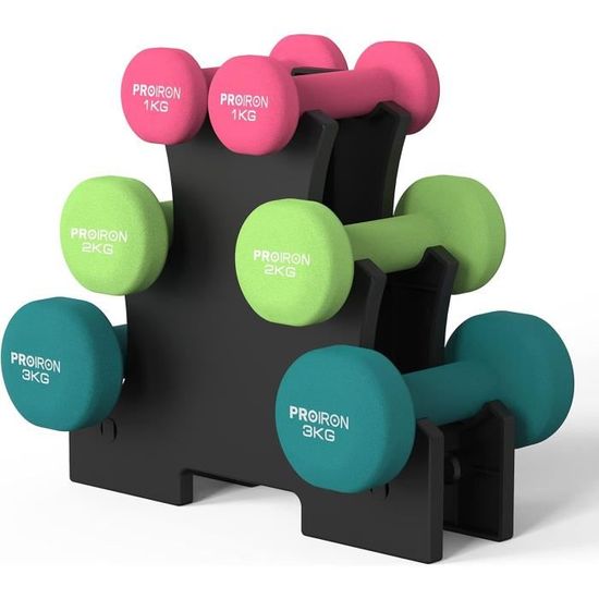 Haltères Néoprène ENERGETICS – Lot De 2, 0.5 à 5 Kg, Antidérapants, Fitness