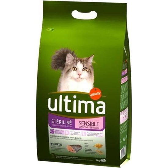 Ultima Croquettes Chat Stérilisé Sensible Truite 3Kg (lot de 2) Cdiscount