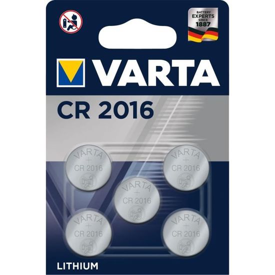 VARTA Pack de 5 piles électroniques Lithium CR2016