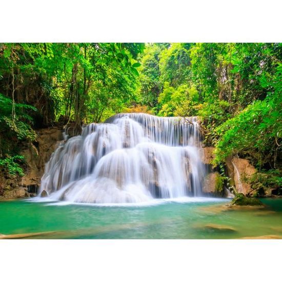 Papier Peint Panoramique Cascade 3D – Autocollant Mural Paysage