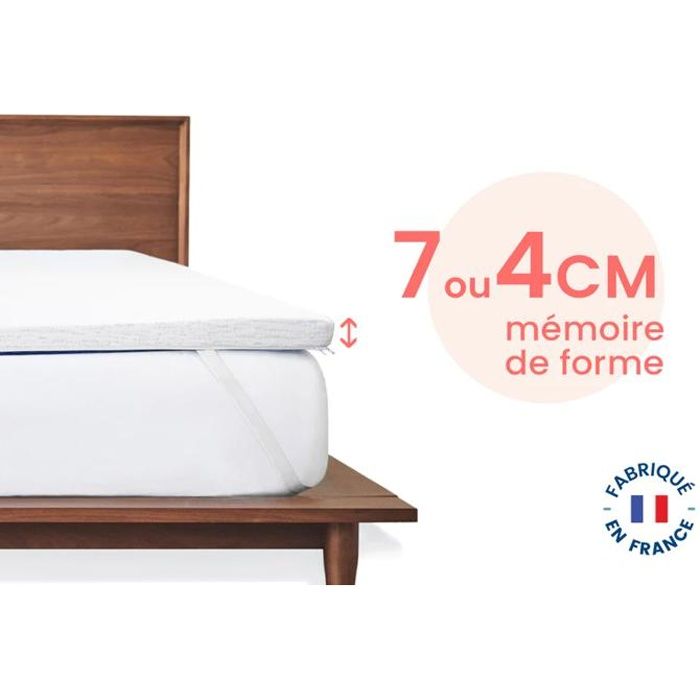 Mello - Surmatelas LOriginal 4 cm 90x190 - Fabriqué en France - Surmatelas mémoire de forme accueil moelleux Mello - Surmatelas LOriginal 4 cm 90x190 - Fabriqué en France - Surmatelas mémoire de forme accueil moelleux