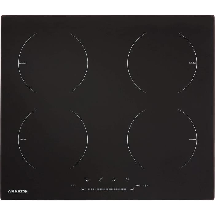 AREBOS Plaque d'induction Plaque de cuisson autarcique 4 zones de cuisson 59 cm 6000W