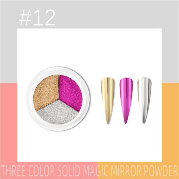 Miroir solide super brillant poudre de titane pour ongles Miroir magique poudre 12 couleur z9730