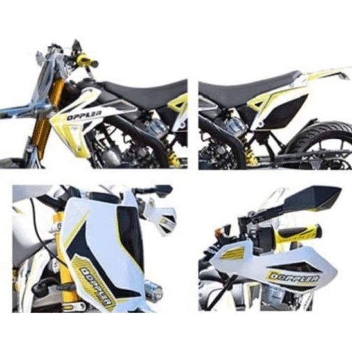 KIT DECO AUTOCOLLANT 19 PIECES BLANC NOIR JAUNE DOPPLER RIEJU MRT