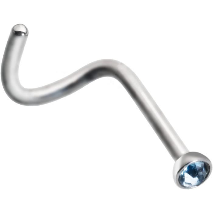 Piercing en acier chirurgical avec swarovski elements - 0,8 mm-piercing de nez -bleu clair 190410