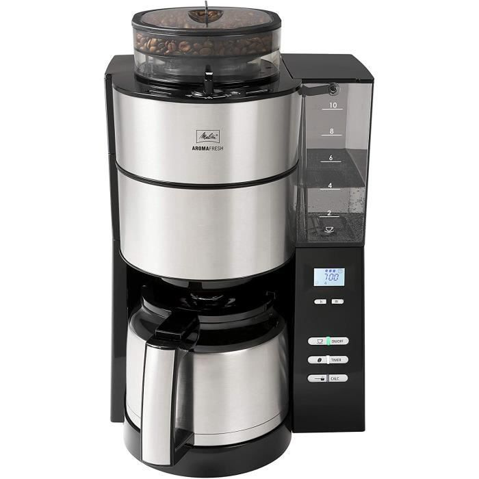 Melitta AromaFresh Therm 1021-12, cafetière à filtre avec moulin à grains, bouilloire isolée, fonction programmable, 10 tasses