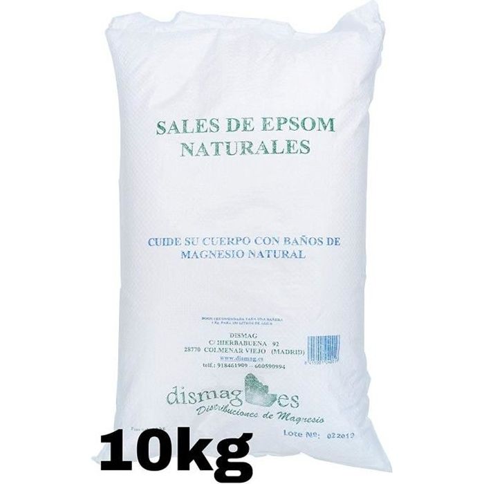 Sac Sel d’Epsom 10 Kg, Source concentrée de Magnésium, Sel 100% Naturel. Bain et Soins Personnels.Promotion, Livraison 24h