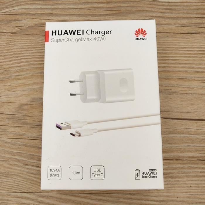 Chargeurs,Original EU-US Huawei P30 Pro chargeur rapide 40W surcharge Charge rapide 5A usb type c - Type white-EU set with box