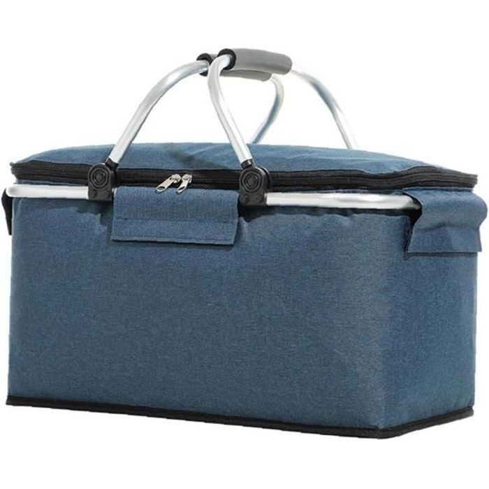 Pique-nique Glacière portable Isotherme Pliable Lunch Bag Grand Sac du panier bleu marine