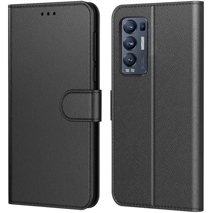 Coque OPPO FIND X3 Neo Noir, AURSTORE Housse avec languette Etui Pochette En Cuir PU Multifonction,Protection En 360