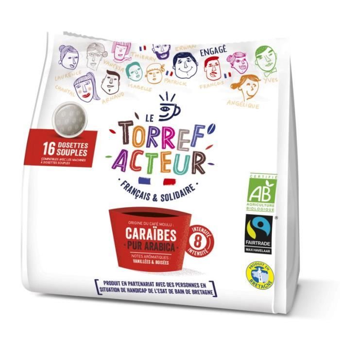 Café moulu en dosettes souples caraibes Bio équitable - 112 g