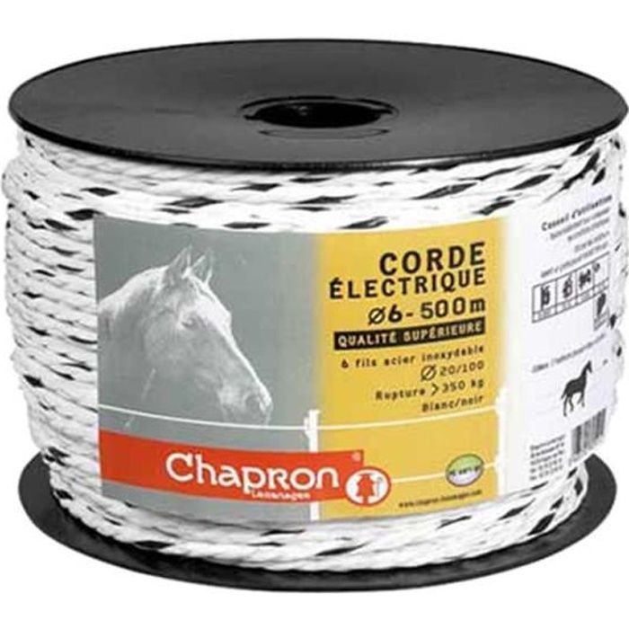 Corde de clôture électrique 6 mm / 500 mètres