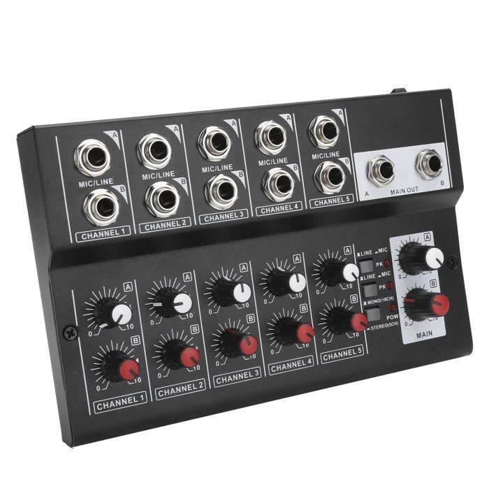 EBTOOLS Table de mixage 10 canaux Mélangeur Audio Stéréo Portable à 10 Canaux Console d'Amplification de Microphone Karaoké