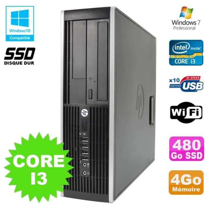 PC HP Compaq 6200 Pro SFF Core i3 3.1GHz 4Go 480Go SSD DVD WIFI W7 Pro