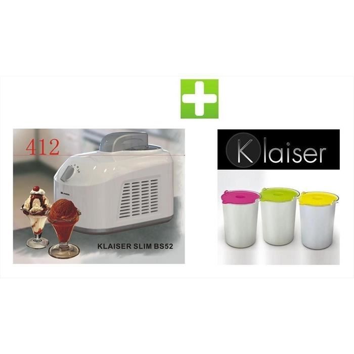 Pack Turbine A Glaces Klaiser SLIM BS52 Silver + Set de 3 Bols Supplementaires